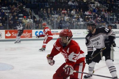 Forward Jakob Forsback Karlsson scored his first goal since Oct. 22. PHOTO BY JONATHAN SIGAL/DAILY FREE PRESS STAFF