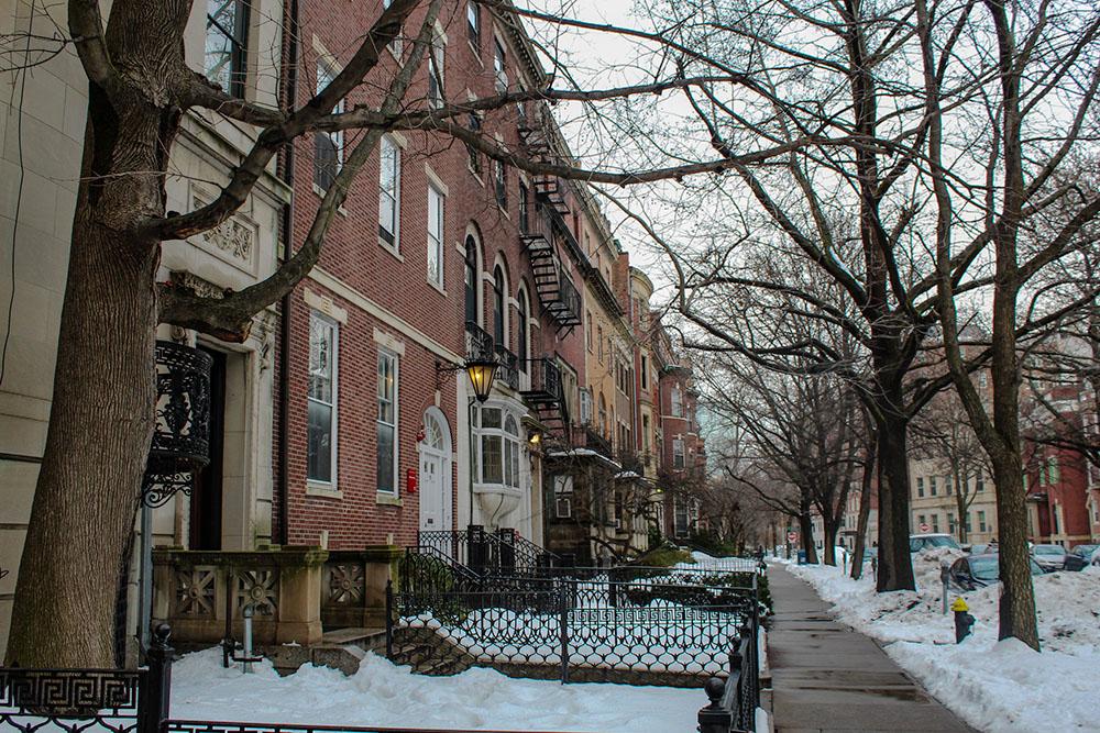 A residential street in Boston. A new ordinance that limits protests in residential areas will prevent “targeted picketing” from the hours of 9 p.m. to 9 a.m. ALICE LEE/DFP STAFF
