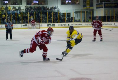 Patrick Harper snagged a second assist on Chad Krys' goal. PHOTO BY JONATHAN SIGAL/DAILY FREE PRESS