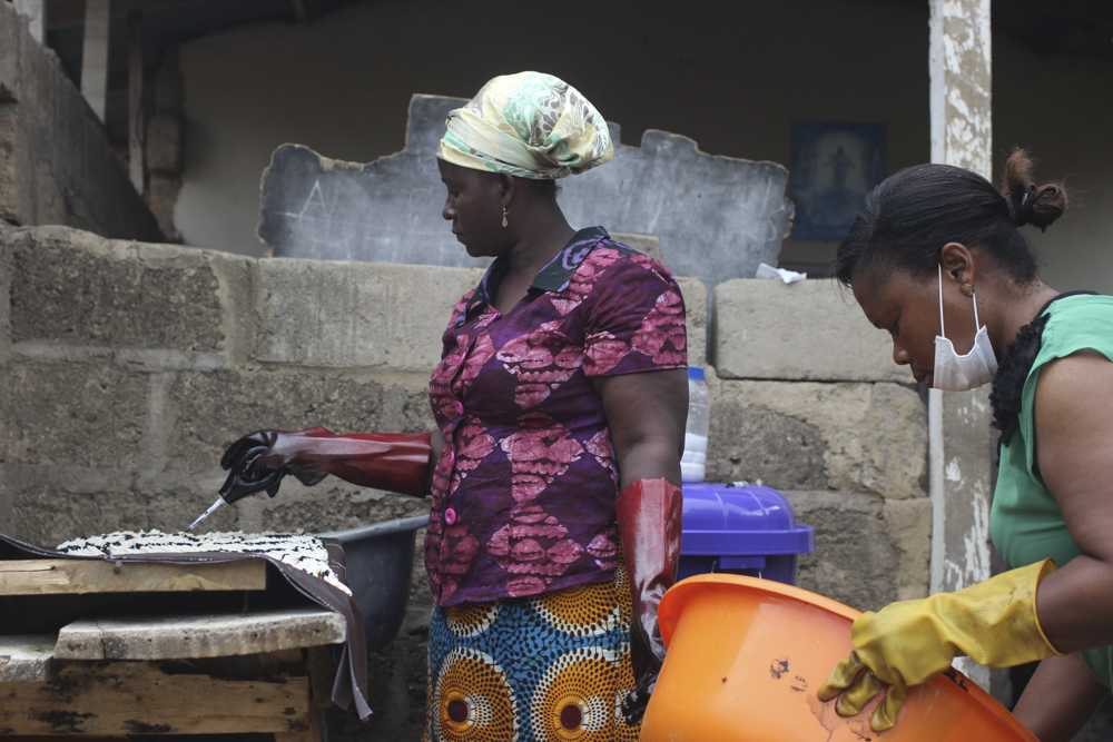 Women make clothing for the MFC Tie-Dye Inc. nonprofit. PHOTO COURTESY DL LUNDBERG

