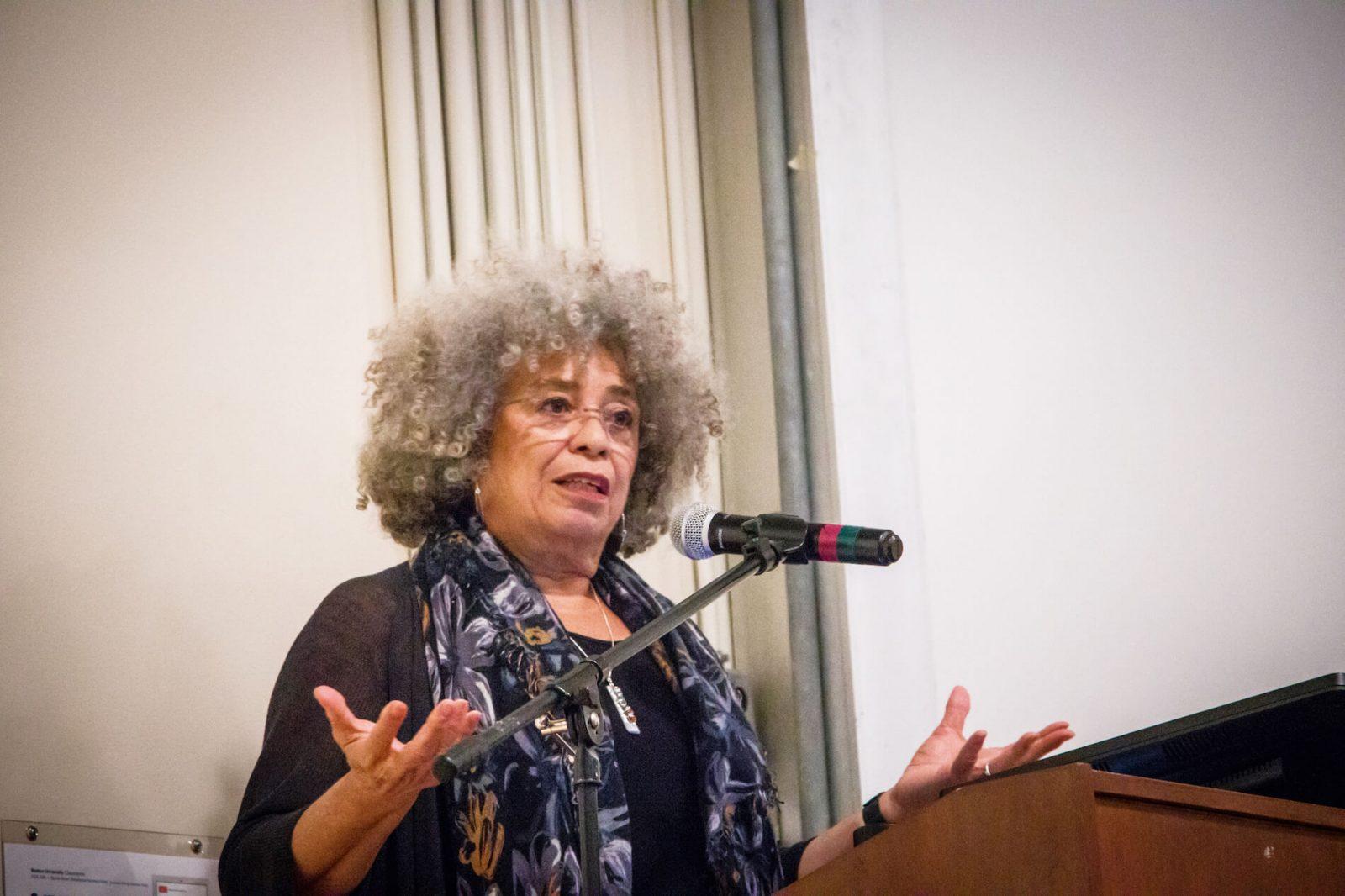 Angela Davis drew a large crowd for her talk on Feb. 9 at Boston University. The famous activist spoke in a packed Jacob Sleeper Auditorium. ANNIE MILLMAN/ DAILY FREE PRESS STAFF
