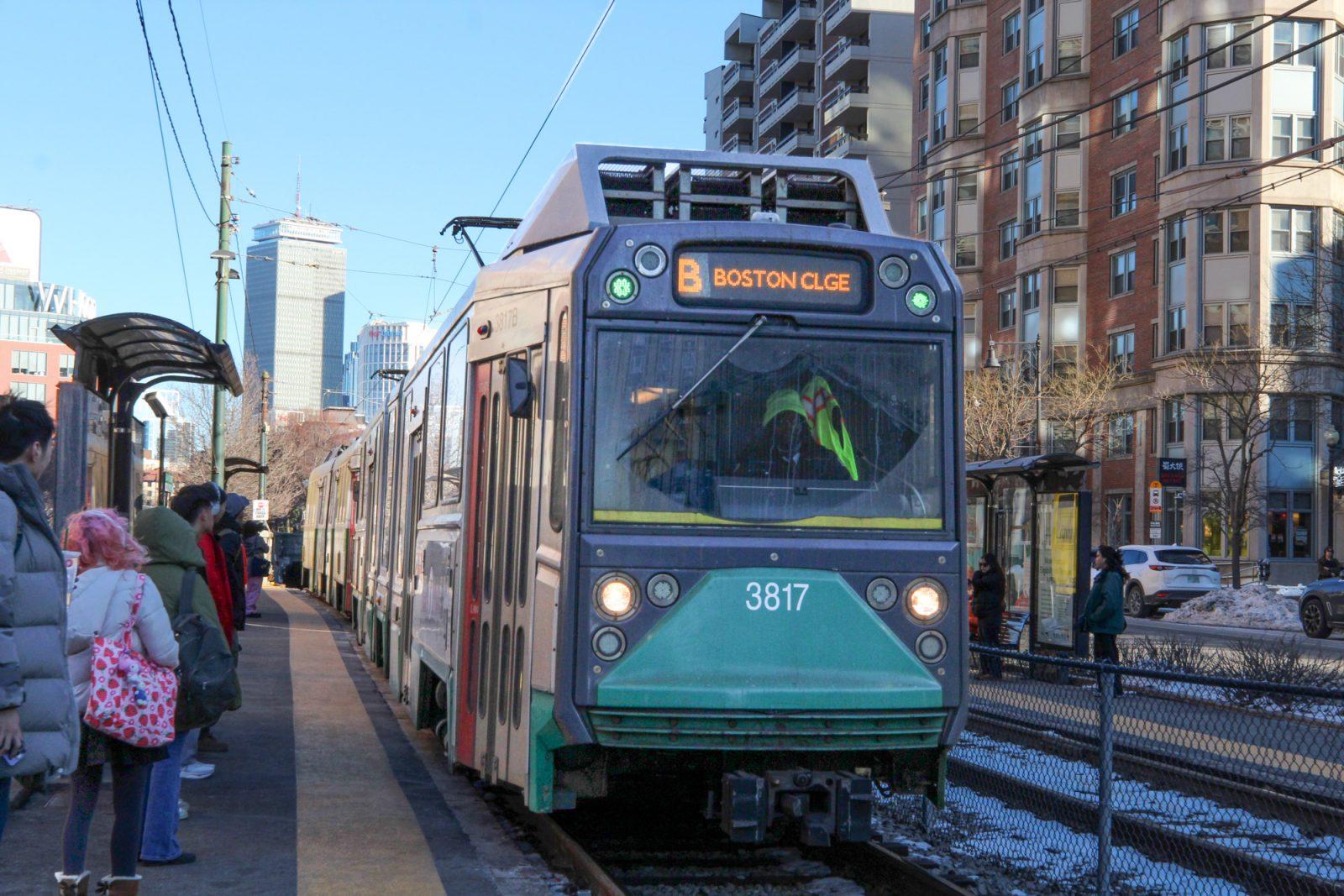 The MBTA GreenLine T stop at Blandford Street. On Wednesday, Gov. Maura Healey shared her nearly $62 billion budget proposal which aims to bolster public education, stabilize transportation, and prioritize affordable housing initiatives in Massachusetts. SARAH CRUZ/DFP PHOTOGRAPHER 