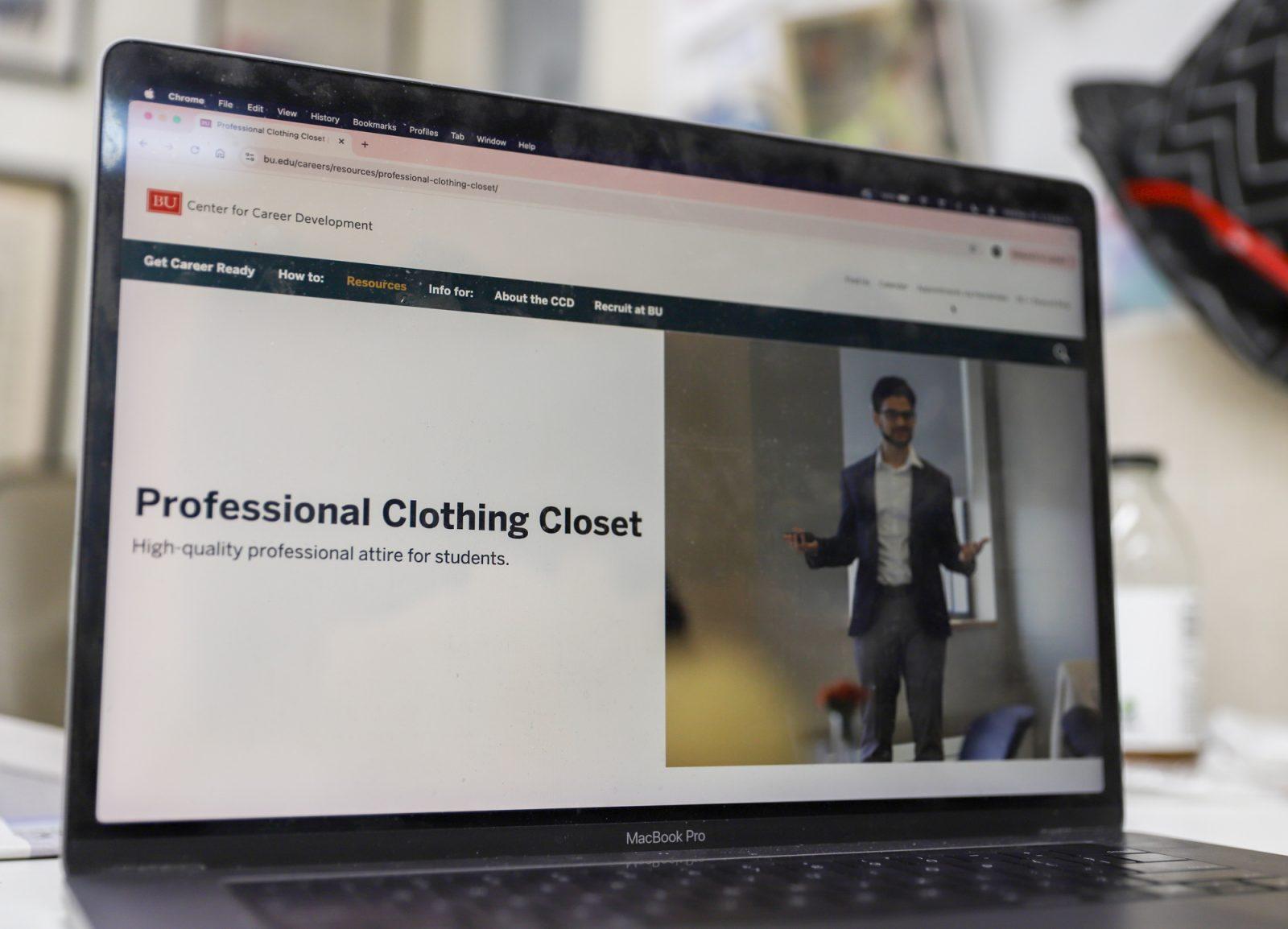 The Professional Clothing Closet website which is run by Boston University’s Center for Career Development. The Professional Clothing Closet is designed to give students confidence in the workplace by providing business appropriate attire. KATE KOTLYAR/DFP PHOTOGRAPHER  
