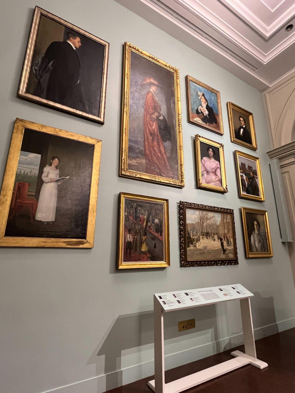 An art display in the Boston Athenaeum. The Boston Athenaeum, which has a membership fee, held its annual free open house on Saturday. PHOTO BY ELAINA FUZI