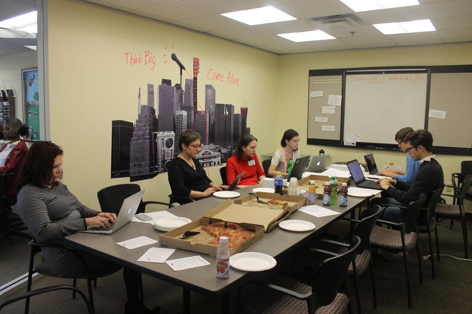BU Libraries hosts an edit-a-thon at the Thurman Center in the George Sherman Union Wednesday afternoon during BU's Open Access Month. PHOTO BY YVETTE LOPEZ/ DAILY FREE PRESS STAFF