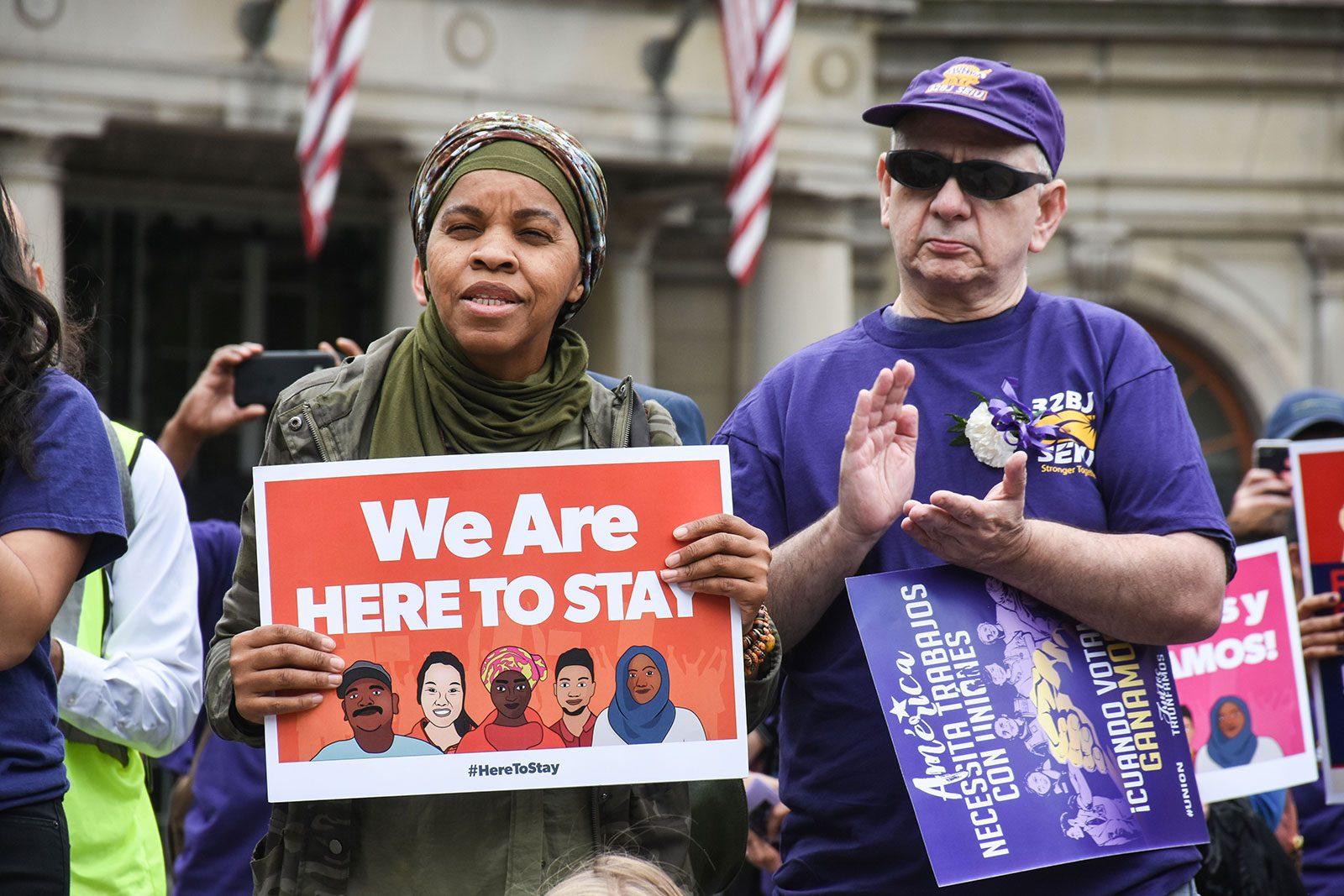 A Labor Day rally highlighting immigrant rights in Copley Square on Sept. 2. This Monday, Boston’s City Council passed a resolution focused on protecting the children of U.S. workers abroad in response to President Trump’s limited citizenship stance. COURTESY OF EDDIE VARGAS