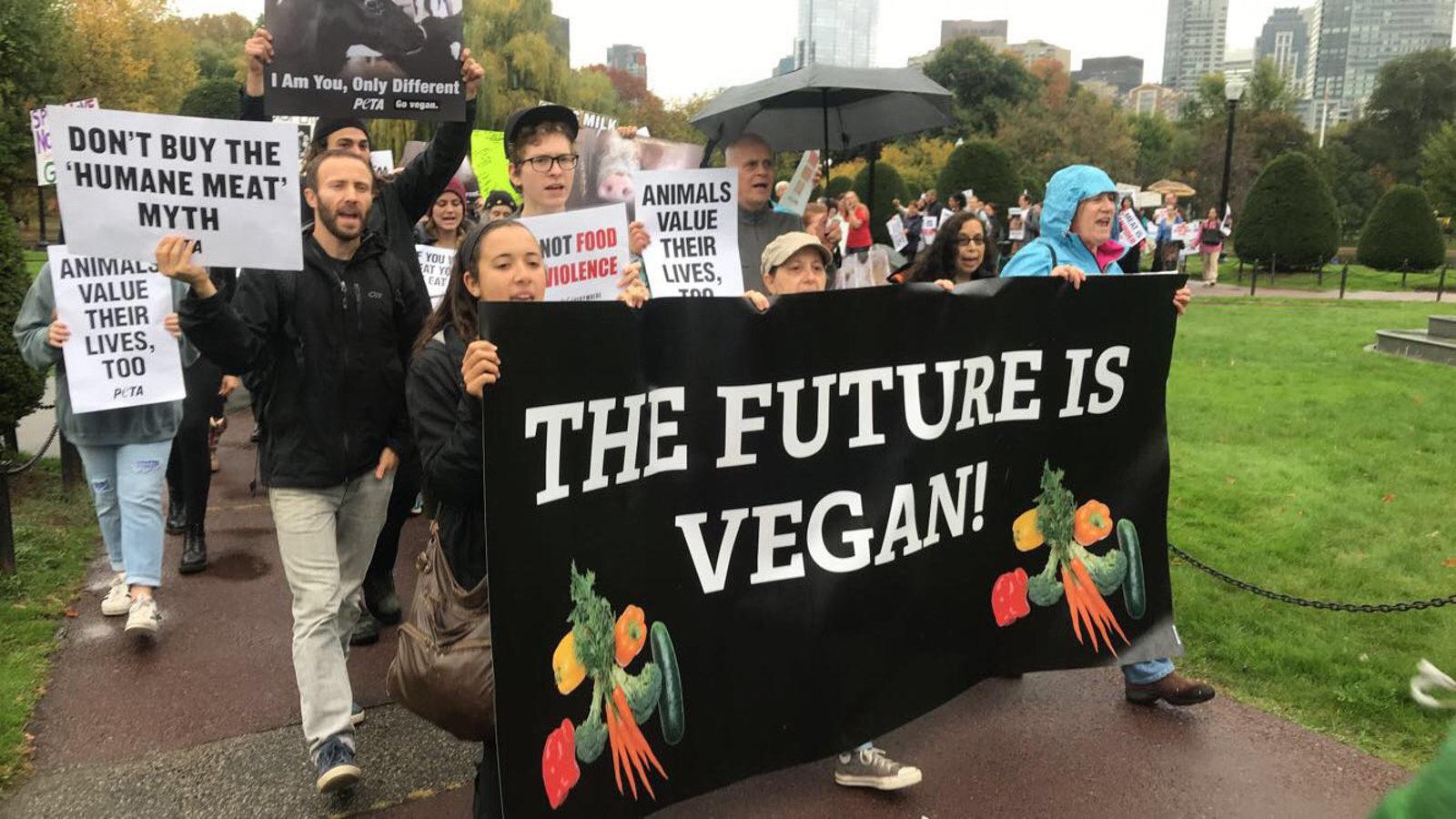 Boston World Vegan Day March for Animal Rights is held on the Boston Common Sunday afternoon. PHOTO BY TILL KAESLIN/ DAILY FREE PRESS STAFF
