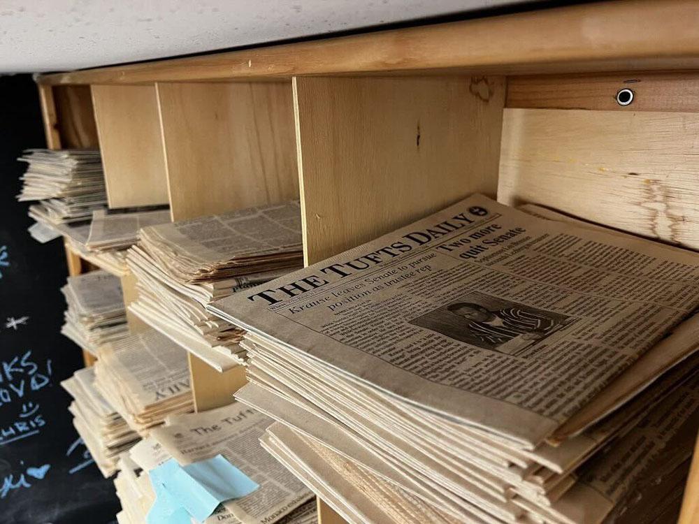 The Tufts Daily newspaper. The lawsuit against deputy news editor Emily Thompson and editor in chief Alexander Janoff has been dismissed. COURTESY OF THE TUFTS DAILY