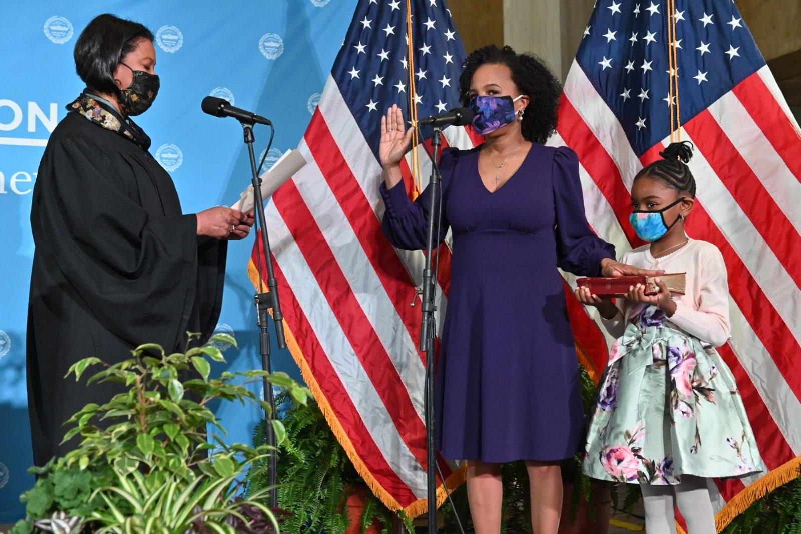 kim janey is sworn in as boston mayor at city hall