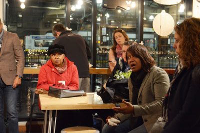 Members of Imagine Boston 2030 gathered at Dudley Cafe Wednesday evening to voice their opinions on how to face challenges in the community. PHOTO BY JESS RICHARDSON/ DAILY FREE PRESS STAFF