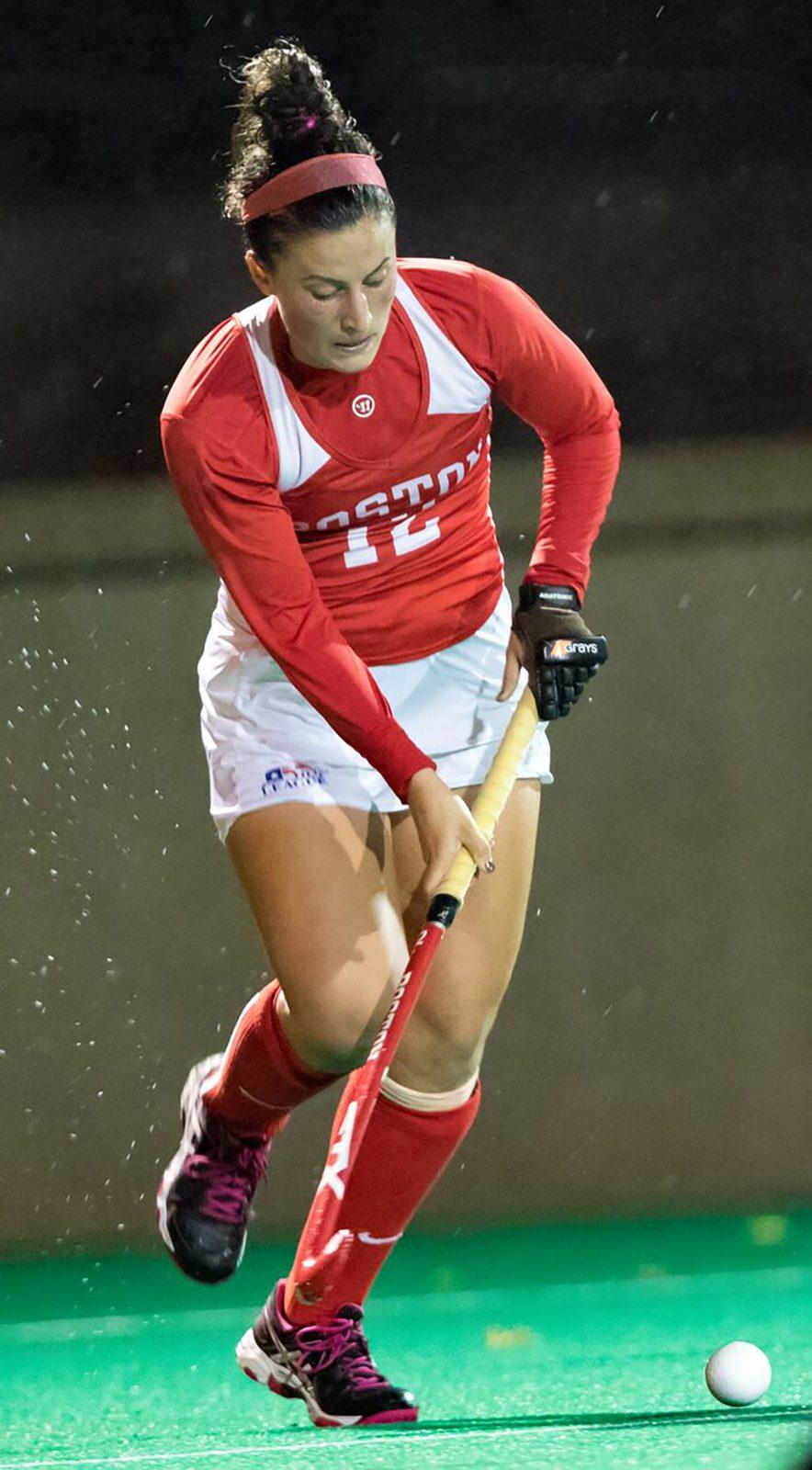 Senior forward Sara Martineau scored the deciding goal in BU's win at American this weekend. PHOTO BY JOHN KAVOURIS/ DAILY FREE PRESS STAFF 