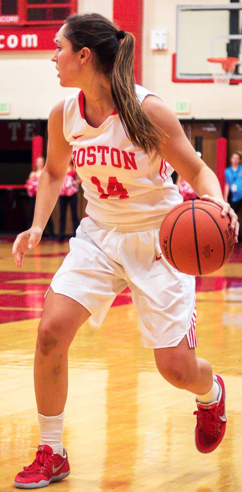 Senior guard Courtney Latham grabbed five rebounds in Sunday's loss. PHOTO BY JOHN KAVOURIS/ DAILY FREE PRESS STAFF 