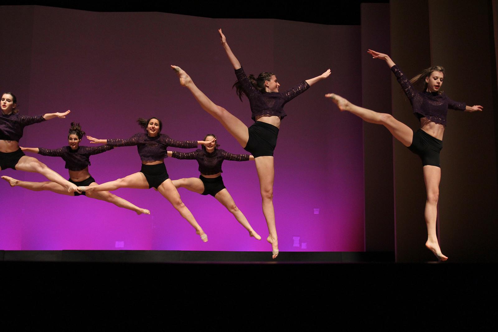 A student group competes during the “So You Think BU Can Dance” competition Saturday evening. PHOTO BY JOHNNY LIU/DAILY FREE PRESS STAFF