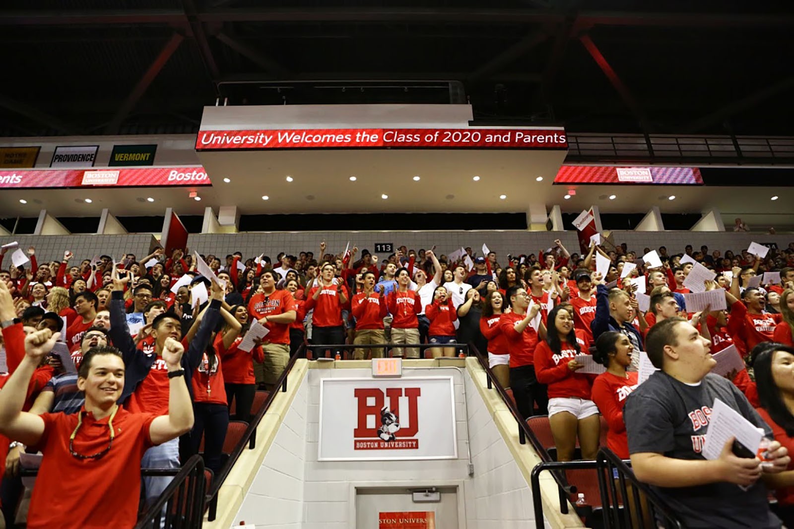 The incoming Class of 2020 gathered inside Agganis Arena for the Matriculation Ceremony Sunday afternoon. PHOTO BY JOHNNY LIU/ DAILY FREE PRESS STAFF