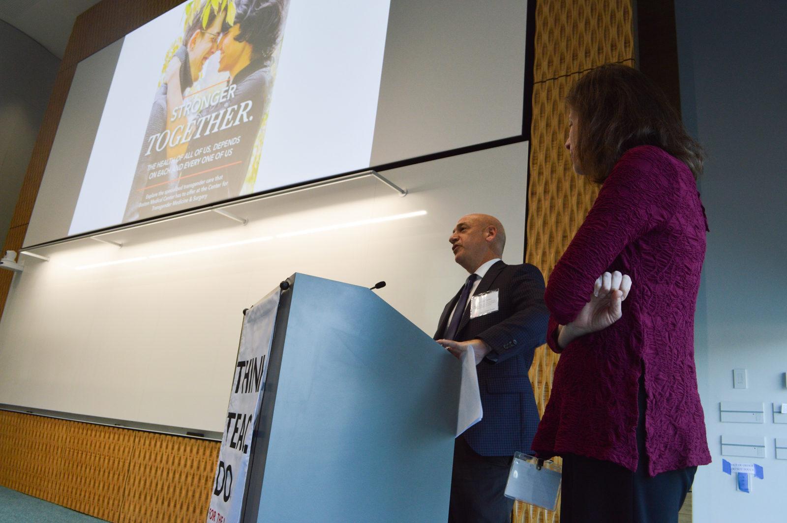 The School of Public Health hosts its first "Think. Teach. Do. Showcase" Thursday evening at the Rajen Kilachand Center for Integrated Life Sciences and Engineering, featuring 20 accomplished SPH researchers. PHOTO BY CAROLYN KOMATSOULIS/ DAILY FREE PRESS STAFF