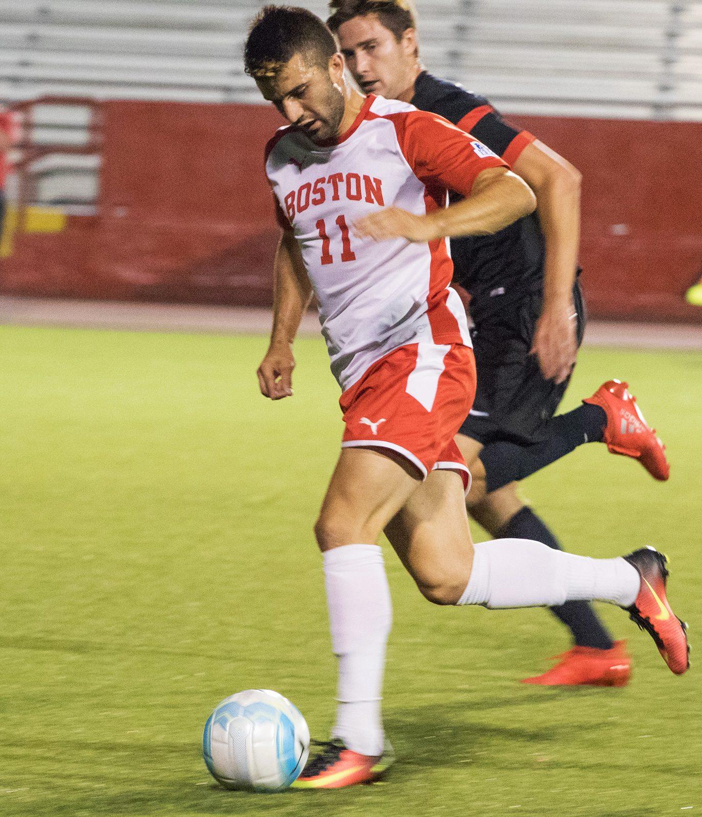 Senior forward Felix De Bona has two goals thus far. PHOTO BY JUSTIN HAWK/ DAILY FREE PRESS STAFF