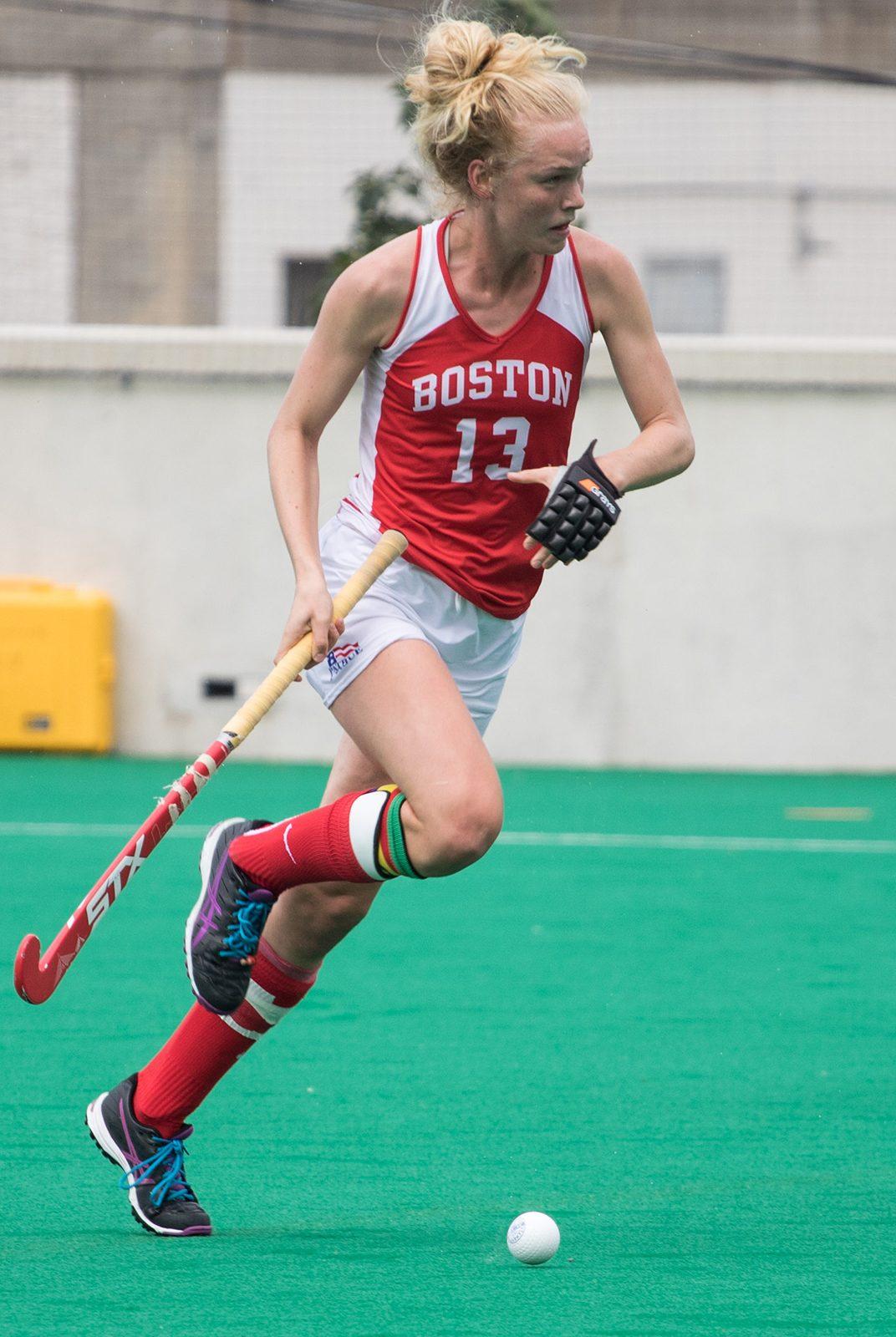 Senior midfielder Hester van der Laan has been a steady force on offense for the Terriers. PHOTO BY JUSTIN HAWK/ DAILY FREE PRESS STAFF