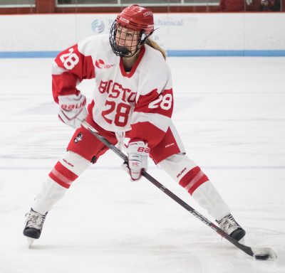 Durocher cited junior defenseman Savannah Newton as one of the leaders on the team. PHOTO BY JUSTIN HAWK/ DAILY FREE PRESS STAFF 