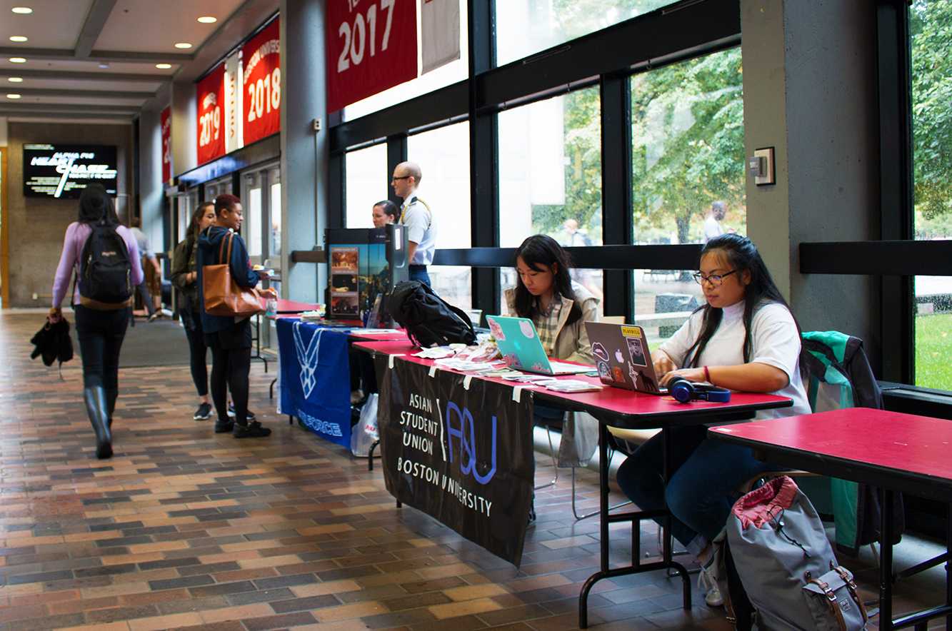 Students walk through the GSU Link, a hotspot for clubs on campus. Last week, the BU's Allocations Board released its budget report for student groups, introducing a new process of giving money to groups called The Square. PHOTO BY KANKANIT WIRIYASAJJA/ DAILY FREE PRESS STAFF