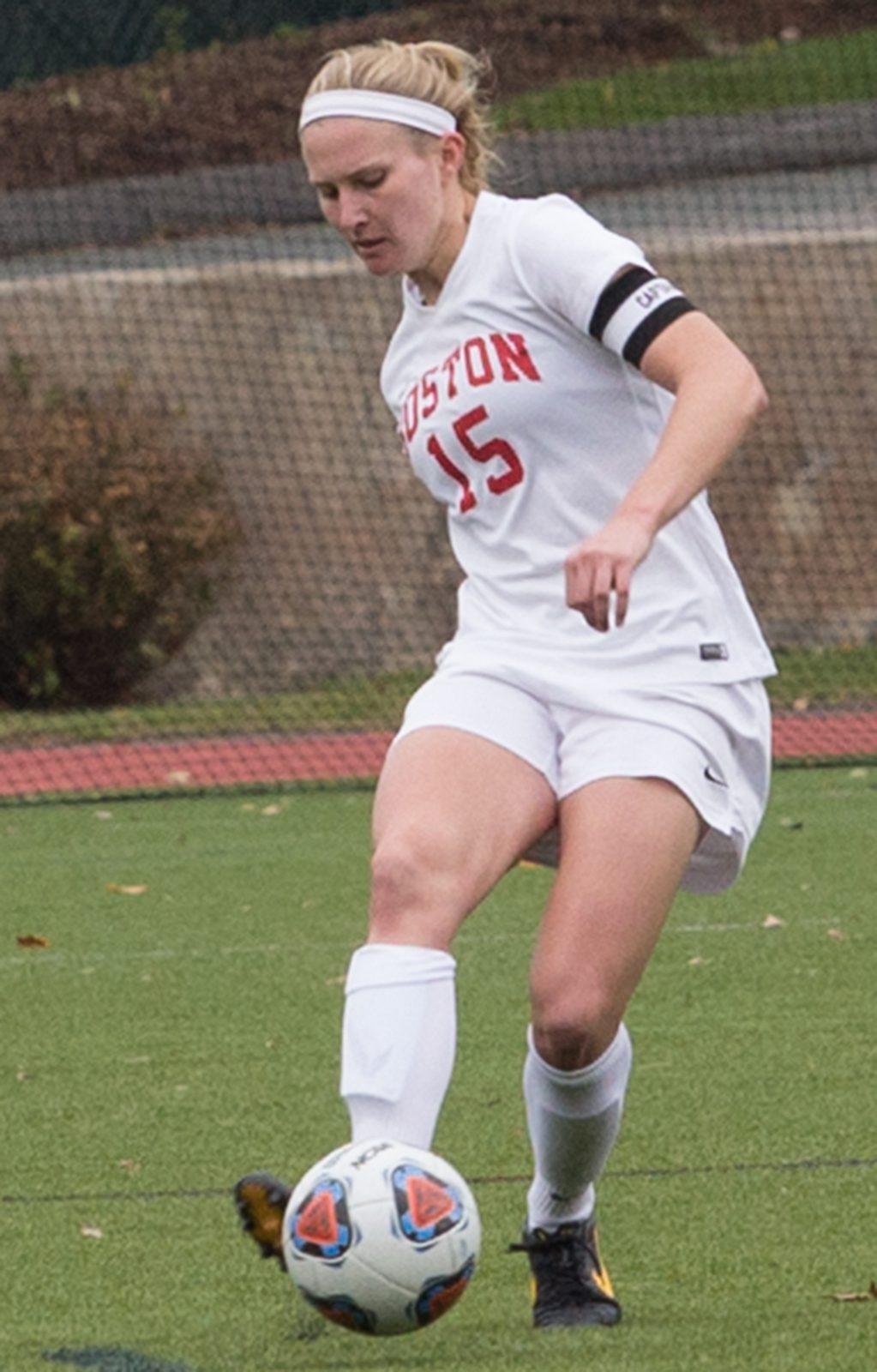 Senior defender Rachel Bloznalis was named Patriot League Defender of the Year on Monday. PHOTO BY KELSEY CRONIN/ DAILY FREE PRESS STAFF