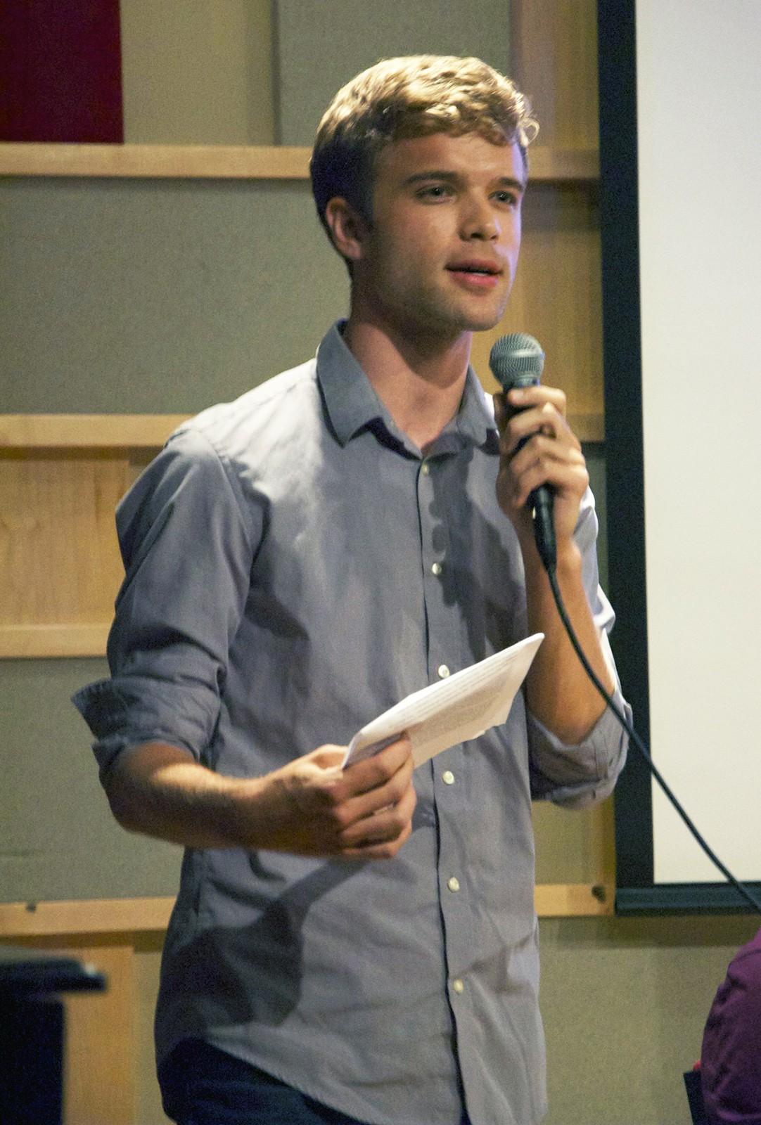 Project LENS co-founder Rainer Crosett speaks at an event. The Boston-based music collective will host "The Myth of Modern Violence" with psychologist Steven Pinker on Feb. 13 at Harvard University. PHOTO COURTESY OF RAINER CROSETT