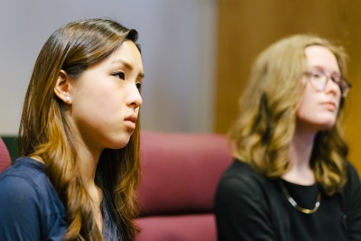 Erin Shyr, a junior in the College of Fine Arts, and Maria Currie, a student at the New England Conservatory, are suing College of Fine Arts professor Eric Ruske and Boston University after filing sexual assault complaints with the school. PHOTO BY BRIAN SONG/DAILY FREE PRESS STAFF