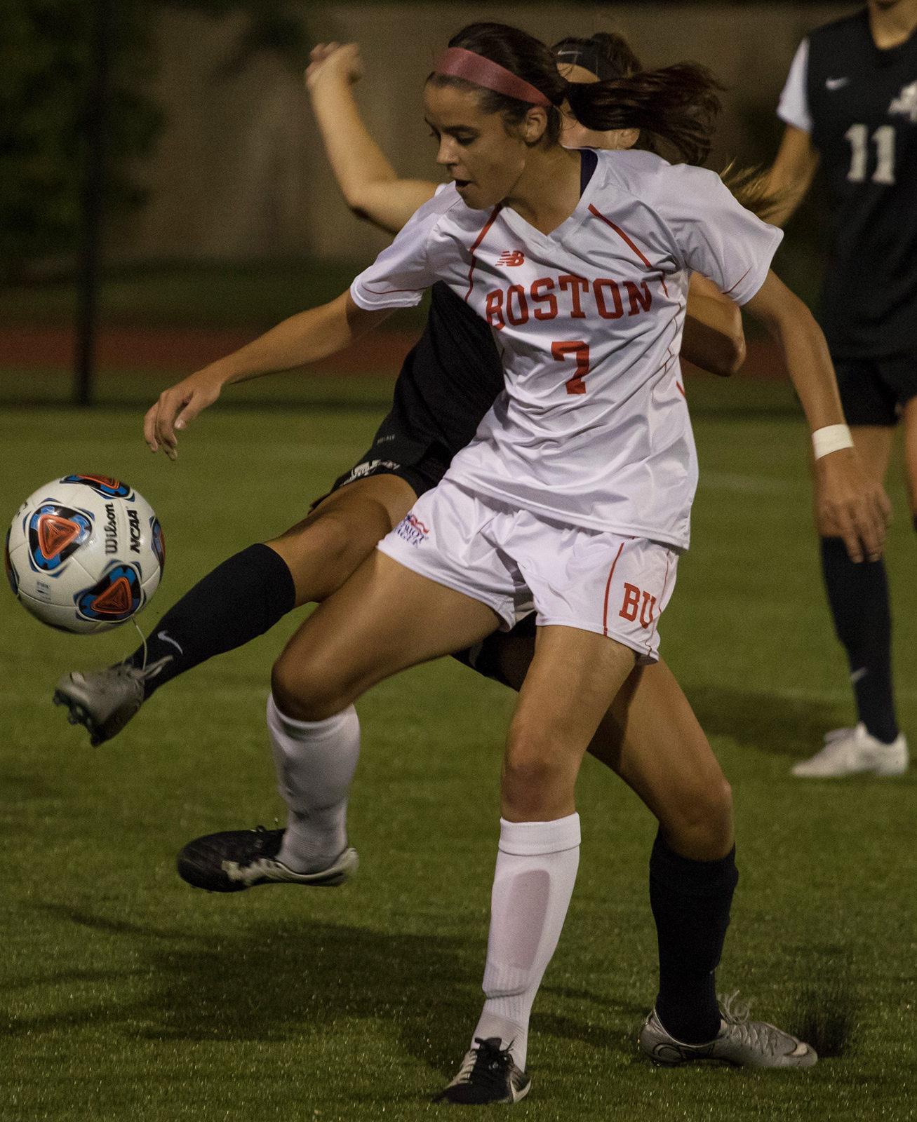 Senior Christina Wakefield currently leads her team in points with three. PHOTO BY JUSTIN HAWK/ DAILY FREE PRESS STAFF