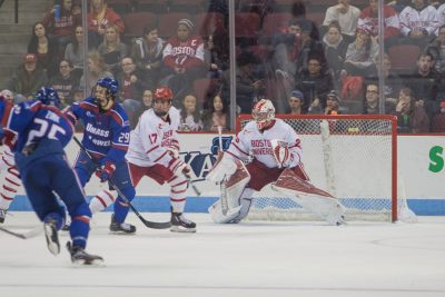 Oettinger now owns a 14-6-2 record on the year. PHOTO BY JUSTIN HAWK/ DAILY FREE PRESS STAFF 