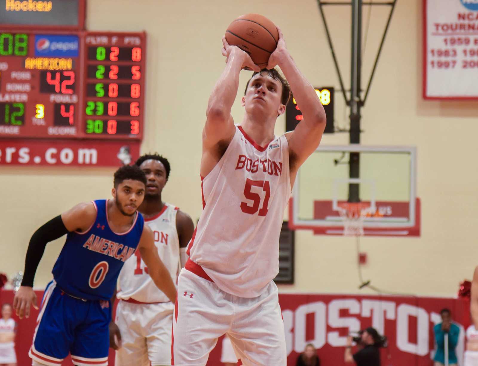 Senior forward and captain Max Mahoney, shown in a Feb. 29 game against Bucknell University, earned All-Patriot League honors this season while leading the Terriers to their first-ever Patriot League title. ANRAN XIE/ DFP FILE