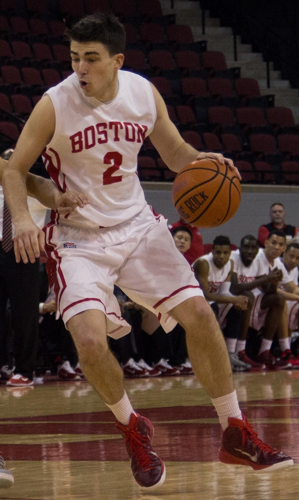Senior John Papale dropped 12 points on Army Wednesday night, and six came from 3-point range. PHOTO BY ALLIE WIMLEY/DFP FILE PHOTO