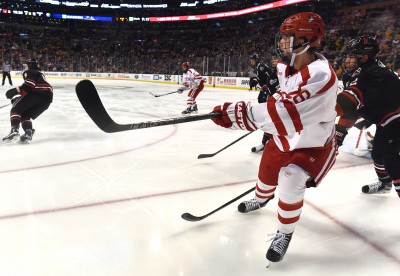 Freshman Oskar Andrén added an assist on BU's second goal of the evening. PHOTO BY MADDIE MALHOTRA/DAILY FREE PRESS STAFF