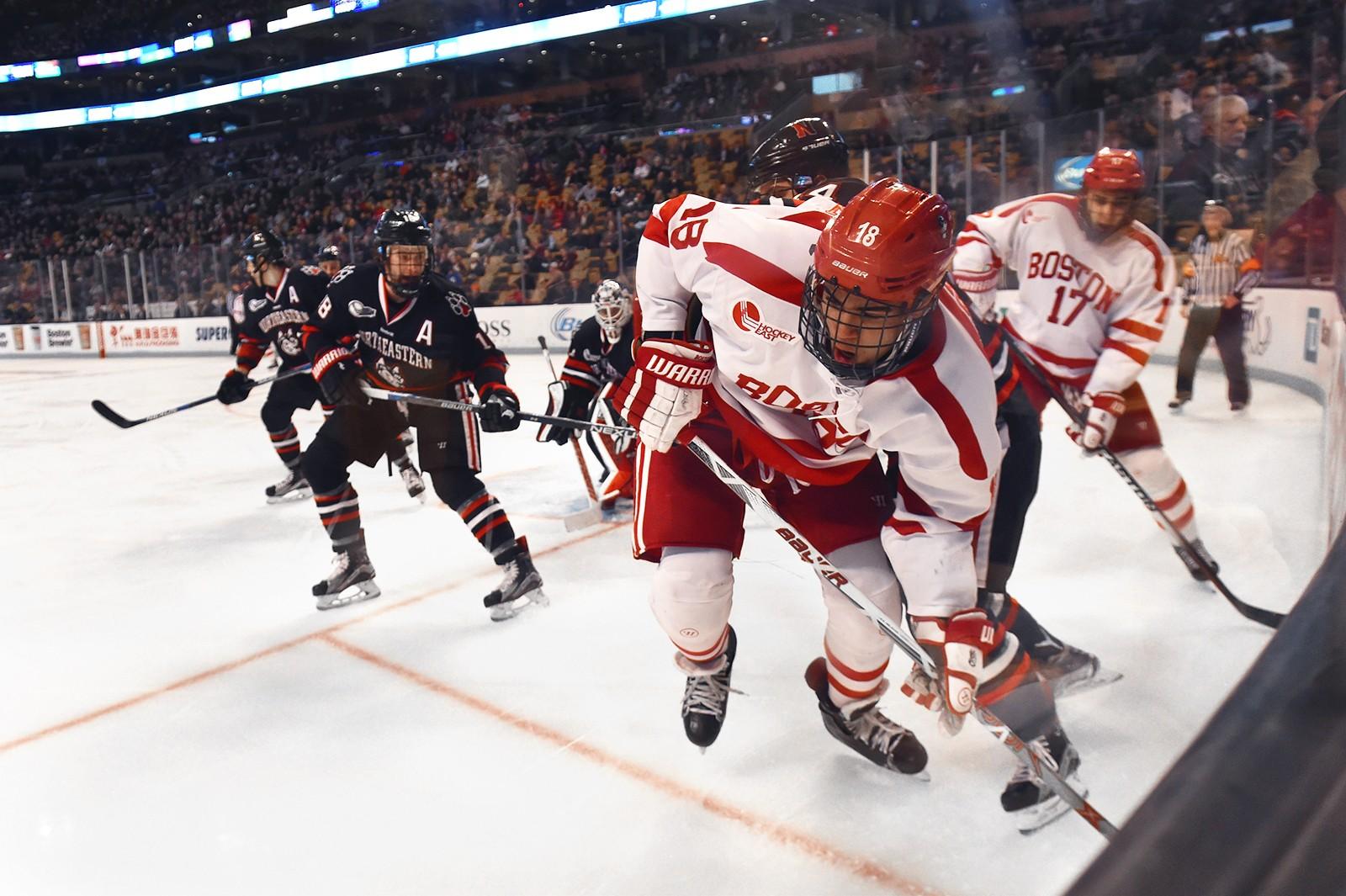 Freshman Jordan Greenway fired three total shots on goaltender Ryan Ruck. PHOTO BY MADDIE MALHOTRA/DAILY FREE PRESS STAFF
