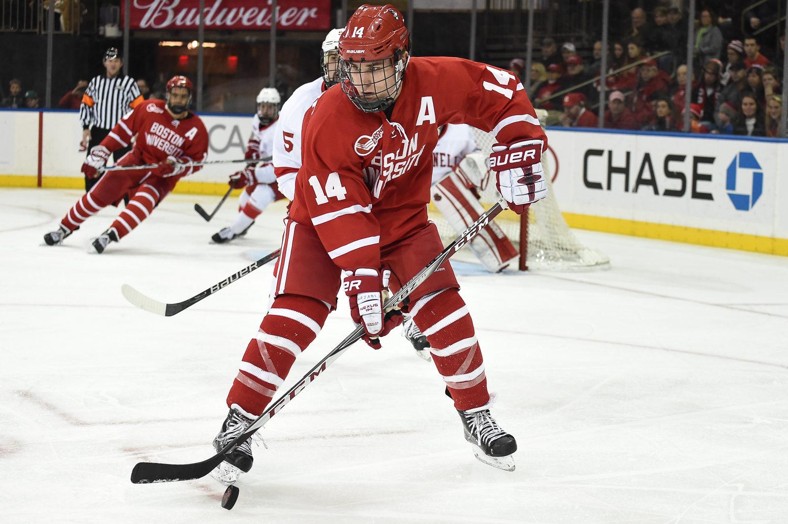 Junior forward Bobo Carpenter and the Terriers will play Boston College this weekend. PHOTO BY MADDIE MALHOTRA/ DAILY FREE PRESS STAFF 