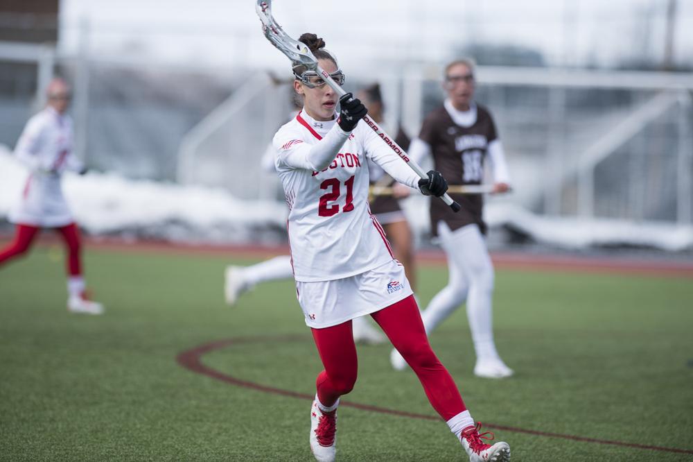 Junior defender Tonianne Magnelli helped BU's defense in its 9-8 win over Army with two ground balls and three draw control wins. PHOTO BY MADDIE MALHOTRA/DAILY FREE PRESS STAFF 