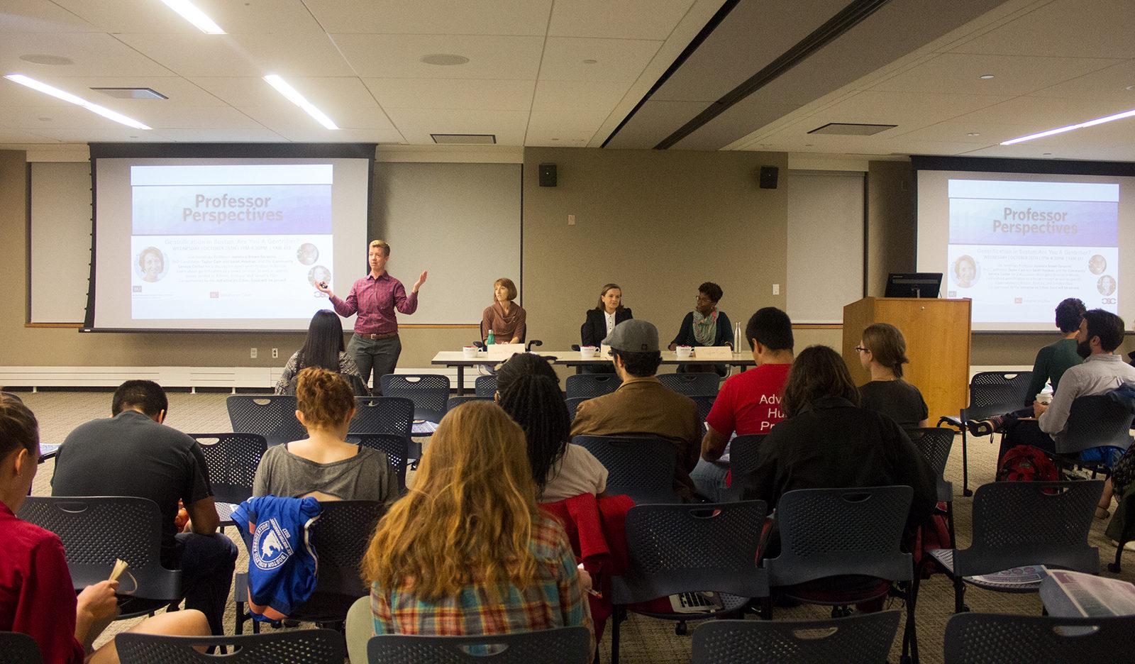 The Initiative on Cities co-sponsors "Professor Perspectives: Gentrification in Boston" Oct. 25 at 100 Bay State Road. PHOTO BY VIVIAN MYRON/ DAILY FREE PRESS STAFF