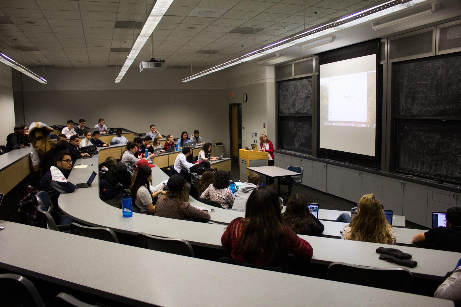 Student Government meets Monday night at  the Photonics Center. PHOTO BY VIVIAN MYRON/ DAILY FREE PRESS STAFF