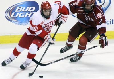 O'Regan and the Terriers have not defeated the Crimson since Feb. 6, 2012. PHOTO BY JUSTIN HAWK/DAILY FREE PRESS STAFF