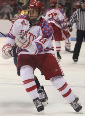 Junior forward Nikolas Olsson returns from an injury this weekend to lead the Terriers against the Friars. PHOTO BY MAYA DEVEREAUX/DAILY FREE PRESS STAFF