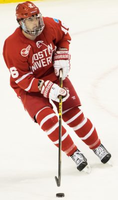 John MacLeod may not be the flashiest Terrier on the ice, but his grit brings toughness to the team. PHOTO BY JUSTIN HAWK/DAILY FREE PRESS STAFF