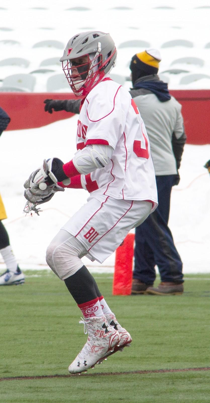 Sophomore specialist Sam Talkow won 10 of his 15 draws against No. 17 Loyola University Maryland on Saturday. PHOTO BY ALEXANDRA WIMLEY/DFP FILE PHOTO
