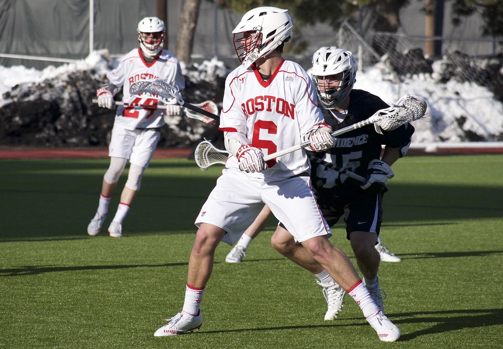 Jack Wilson assisted classmate Ryan Hilburn's third goal, extending his point streak to 23 games. PHOTO BY ELLEN CLOUSE/DAILY FREE PRESS STAFF