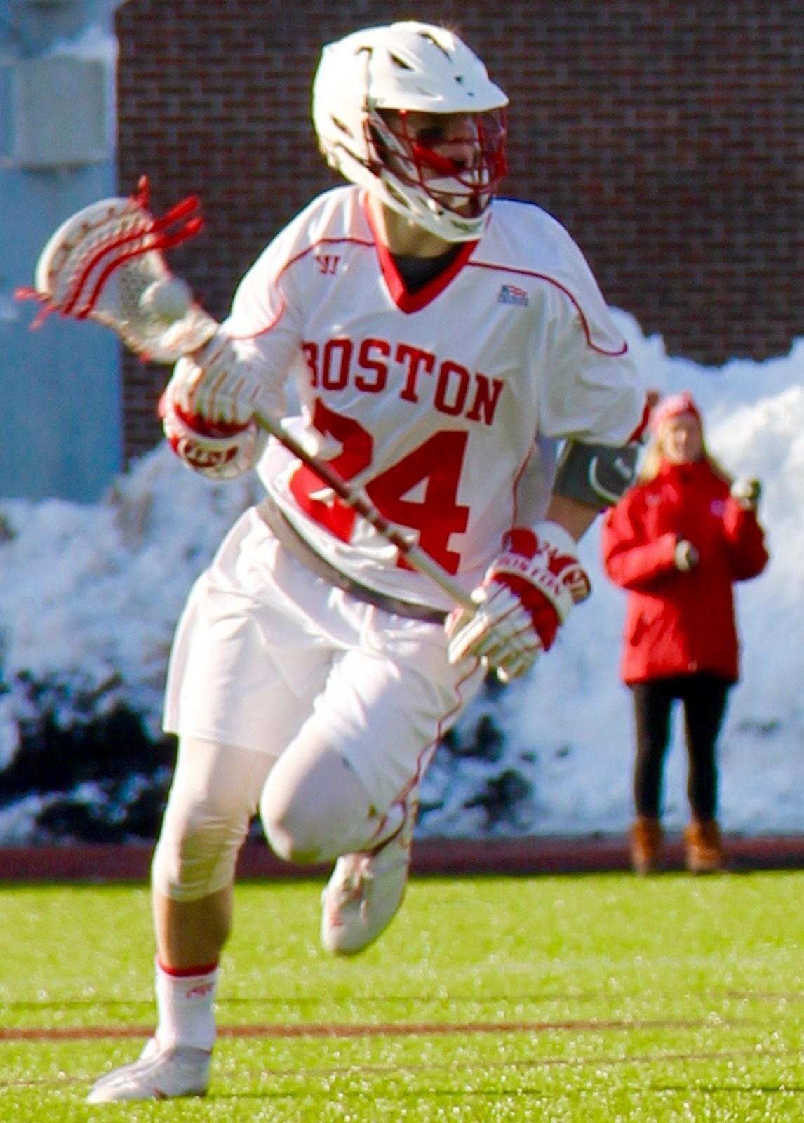 In his return from injury, Brendan Homire scored BU's seventh and final goal. PHOTO BY OLIVIA FALCIGNO/DAILY FREE PRESS STAFF