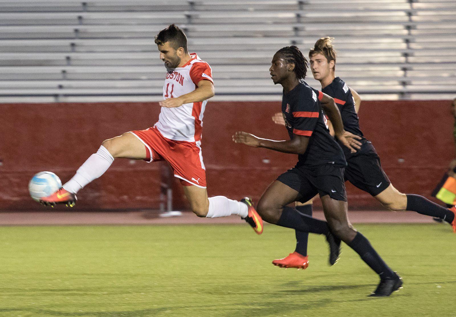 Felix De Bona's two goals proved vital in BU scrapping a draw against Loyola. PHOTO BY JUSTIN HAWK/ DAILY FREE PRESS STAFF 