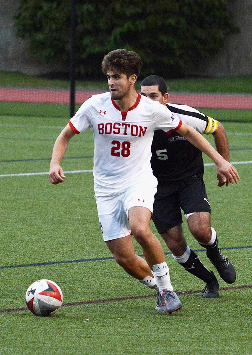 Freshman forward John Siracuse in an Oct. 6 match against Lafayette College. VIGUNTHAAN THARMARAJAH/ DAILY FREE PRESS STAFF