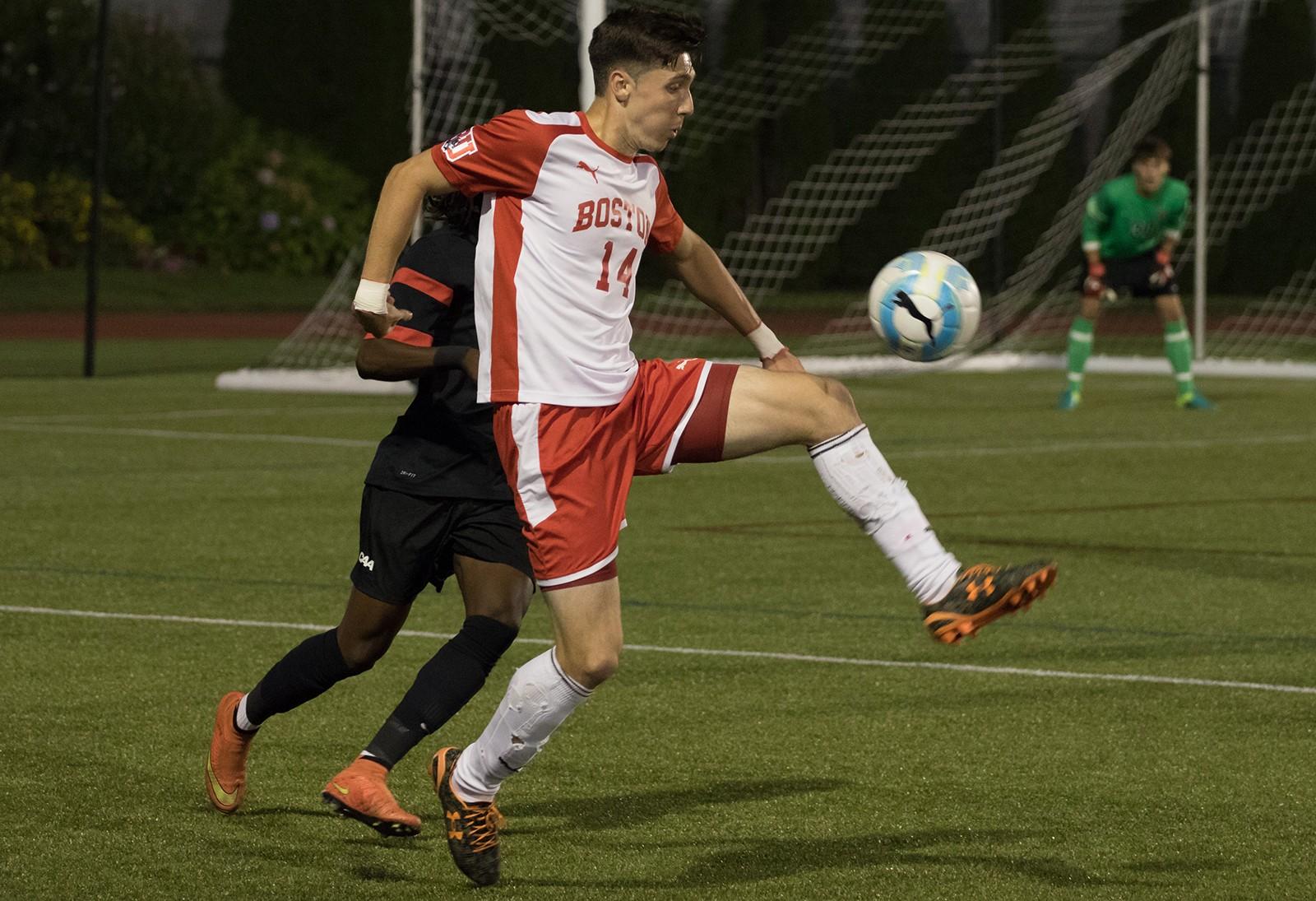 On Tuesday night, junior midfielder Anthony Viteri scored his third goal in as many goals. PHOTO BY JUSTIN HAWK/ DAILY FREE PRESS STAFF 