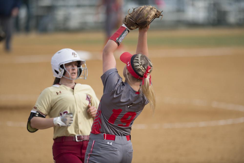 Junior infielder Emily Morrow scored BU’s lone run in the second game its series against Bucknell over the weekend. PHOTO BY MADDIE MALHOTRA/DAILY FREE PRESS STAFF