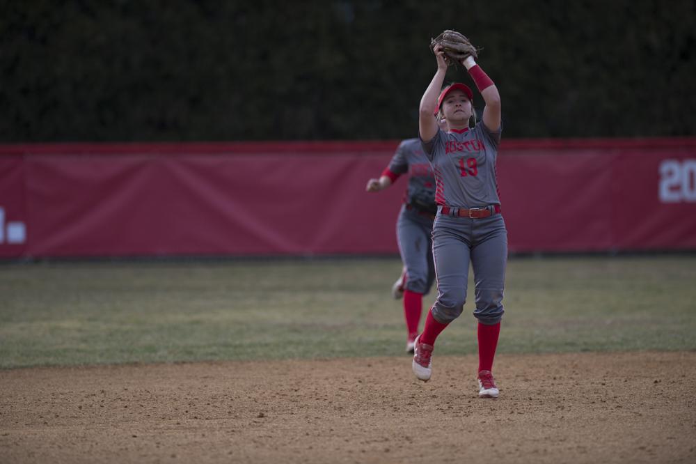 Junior infielder Emily Morrow had a total of four RBIs over BU's weekend sweep against Holy Cross. PHOTO BY MADDIE MALHOTRA/DAILY FREE PRESS STAFF 