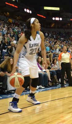 Maya Moore of the Minnesota Lynx is one of the WNBA stars that has increased exposure for the league. PHOTO COURTESY WIKIMEDIA COMMONS 