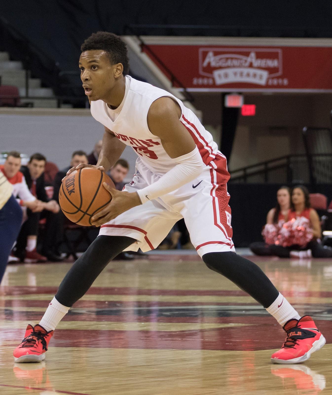 Sophomore Cheddi Mosely drained one of his seven 3-pointers. PHOTO BY JUSTIN HAWK/DFP FILE PHOTO