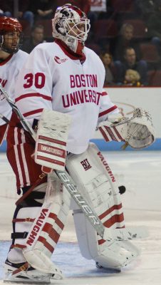 Sophomore Connor LaCouvee will get the start in net for the Terriers on Tuesday. PHOTO BY FALLON MORAN/ DAILY FREE PRESS STAFF
